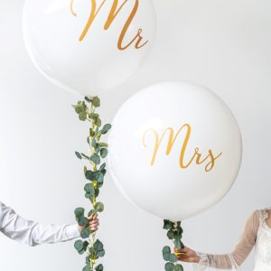 Valkoinen Mr / Mrs jätti-ilmapallo